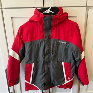 Columbia 3 in 1 Omni-Tech Hooded Ski Jacket Youth Boys Size 12 Red/Gray/White